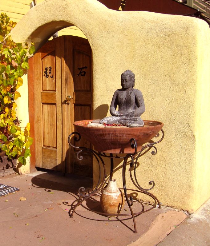 Photo by Sally Lindsay. Cloudcliff Buddha, Santa Fe NM