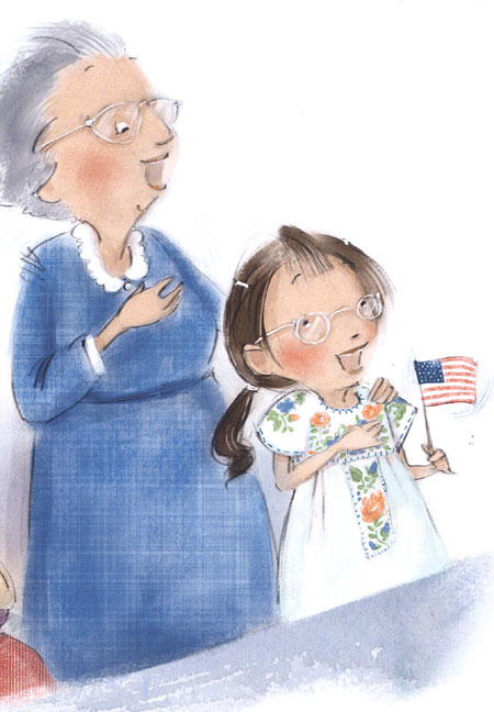 Illustration by Patrice Barton from I Pledge Allegiance by Pat Mora and Libby Martinez