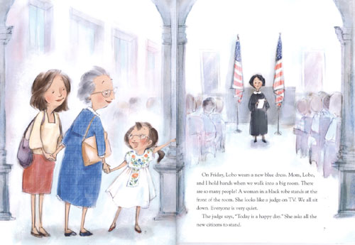 Illustration from I Pledge Allegiance by Pat Mora and Libby Martinez