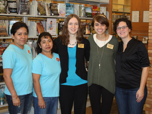 The Día team, from left to right: Sandra Rosales & Vianey Garcia, representing the Sioux County Latina Health Coalition; Ruth Mahaffy & Melissa Hassman, from the Sioux Center Public Library and Kir, from Sioux Center Arts.