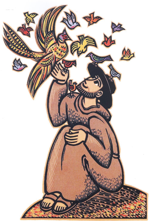 Illustration by David Frampton from The Song of Francis and the Animals.