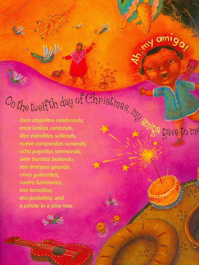 Illustration by Magaly Morales from A Piñata in a Pine Tree: A Latino Twelve Days of Christmas